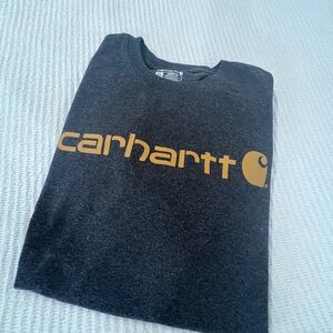 Carhartt Men's Dark Gray Short Sleeve Tee with Gold Logo Relaxed Fit Size 2XL